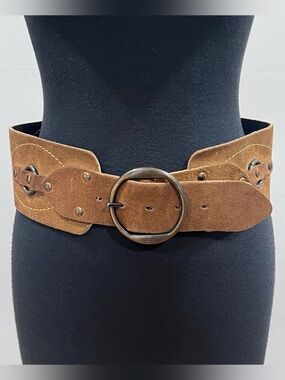 Vtg Tex Tan Brushed Cowhide Leather “WOODSTOCK” Belt